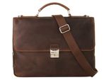 Aktentasche BUGATTI ROMANO, Gr. B/H/T: 39cm x 30cm x 8cm onesize, braun, Leder, used, Taschen Aktentasche, echt Leder