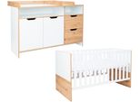 Babymöbel-Set ARTHUR BERNDT Babyzimmer Set »Maxim« 2-teilig, Baby, Gr. B/H: 70cm x 140cm, weiß (kreideweiß, artisan, oak, nachbildung), Hartfaserplatte, Holzwerkstoff, Massivholz, Melamin, Metall, Schlafzimmermöbel-Sets Babymöbel-Set, Gedämpfte Türen und Schubkästen