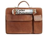 Aktentasche PIKÉ, Gr. B/H/T: 40cm x 29cm x 12cm onesize, braun, Leder, used, Taschen Aktentasche, echt Leder, Made in Italy