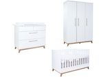 Babymöbel-Set ARTHUR BERNDT Babyzimmer Set »Lina« 3-teilig, weiß (kreideweiß), B/H: 70cm x 140cm, Hartfaserplatte, Holzwerkstoff, Massivholz, Melamin, Metall, Schlafzimmermöbel-Sets, Babymöbel-Set