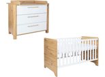 Babymöbel-Set ARTHUR BERNDT Babyzimmer Set »Marlon« 2-teilig, weiß (natur), ohne Matratze, B/H: 70cm x 140cm, Hartfaserplatte, Holzwerkstoff, MDF, Massivholz, Schlafzimmermöbel-Sets, Babymöbel-Set
