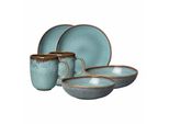 Geschirr-Set Frühstücks-Set Lave 6er Set, blau (glacé), 6 tlg., Steingut, LIKE. BY VILLEROY & BOCH, Geschirr-Sets, Geschirr-Set