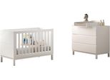 Babymöbel-Set VIPACK Set best. aus Babybett 60/120, Kommode 3 Schubladen und Wickelaufsatz, weiß, ohne Matratze, B/H: 60cm x 120cm, Schlafzimmermöbel-Sets, Babymöbel-Set, in gradlinigem Design, pflegeleichte lackierte Oberfläche in Weiß