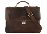 Aktentasche BUGATTI ROMANO, Gr. B/H/T: 41cm x 31cm x 13cm onesize, braun, Leder, used, Taschen Aktentasche, echt Leder