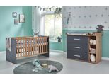 Babymöbel-Set ARTHUR BERNDT Babyzimmer Set »Alessio« 2-teilig, schwarz (artisan, oak, nachbildung, anthrazit), ohne Matratze, B/H: 70cm x 140cm, Hartfaserplatte, Holzwerkstoff, Kunststoff, Massivholz, Schlafzimmermöbel-Sets, Babymöbel-Set