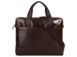 Aktentasche BUGATTI ROMANO, Gr. B/H/T: 36cm x 29cm x 7cm onesize, braun, Leder, leicht glänzend, unifarben, Taschen Aktentasche, echt Leder