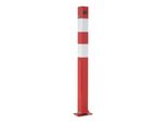 Schake Absperrpfosten Typ 470UNB, Umlegbar + Dreikantverschluß 8Mm, 70X70Mm, Rot/Weiß)