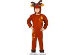 Costume Da Renna Per Bambini - Tuta Marrone Con Naso Rosso - Costume Di Natale Taglia 98-146, Taglia:110/116