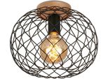 Lampada Da Soffitto Vintage Paralume In Filo Metallico 1Xe27 Nero 40W Metallo-Legno Ø30Cm Briloner