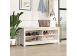 The Living Store Panca Per Scarpe Bianca 110X38X45,5 Cm In Legno Di Pino Massiccio