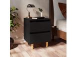 The Living Store Comodino Con Gambe In Pino Nero 40X35X50 Cm