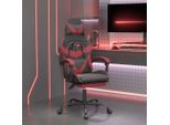 The Living Store Sedia Da Gioco Con Poggiapiedi Girevole In Ecopelle Nera E Rosso Vino