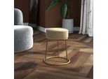 The Living Store Sgabello Rotondo In Velluto Grigio Scuro