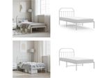 Vidaxl Struttura Letto Con Testata In Metallo Bianco 100X200 Cm - Struttura Letto - Cornici Letto - Struttura Letto - Letto Singolo