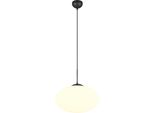 Lampada A Sospensione Nera Con Paralume In Vetro Bianco Ellittico Per Sala Da Pranzo Sopra Il Tavolo 1Xe27 15W Fomento Trio