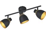 Faretto Da Soffitto Triplo Mobile Nero Con Paralumi Interni Dorati A Rete 3Xe14 10W Punch Rl