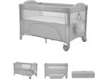 Kikkaboo Lettino Da Viaggio Milky Way, 2 Livelli, Apertura Laterale, 2 Ruote, Finestra A Rete Grigio Scuro