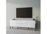 Lowboard Otto Home "Jukon,Breite 200 Cm, Moderne Grifflose Tv-Kommode,2 TüRen/2 Schubladen", Weiß (Weiß Matt), B:200Cm H:70Cm T:40Cm, Sideboards, Lowboard, Tv-Schrank Mit Viel Stauraum, Tv-Board, Push-To-Open-Funktion