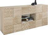 Sideboard Home Affaire "Miro", Braun (Eichefarben SäGerau Mit Siebdruck), Sideboards, Sideboard, Breite 181 Cm Mit Dekorativem Siebdruck