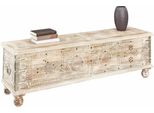 Sitztruhe Otto Home, Weiß (Antik Cremeweiß), B:145Cm H:45Cm T:40Cm, Massivholz, SitzbäNke
