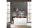 Sideboard Home Affaire "Hamburg", Weiß (Weiß, Cadiz), B:184Cm H:93Cm T:42Cm, Sideboards, Sideboard, Breite 184 Cm