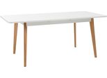 Esstisch Home Affaire "Merle", Weiß (Weiß, Natureiche, Natureiche, Weiß), B:140Cm H:75Cm T:80Cm, Tische, Esstisch, Scandi Design, Breite 140 (-180) Cm