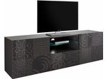 Lowboard Home Affaire "Miro", Grau (Anthrazit Hochglanz Lack Mit Siebdruck), Sideboards, Lowboard, Breite 181 Cm Mit Dekorativem Siebdruck