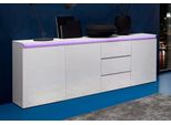 Sideboard Home Affaire "Magic, Kommode, Schrank, Stauraumschrank", Weiß (Weiß Hochglanz Lackiert), B:200Cm H:81Cm T:40Cm, Sideboards, Sideboard, Mit 3 TüRen Und 3 SchubkäSten Hochglanz Lackiert (B/T/H) 200X40X81 Cm