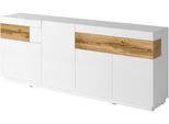 Sideboard Otto Home "Silke", Weiß (Weiß Hochglanz, Votaneichefarben), B:218,5Cm H:84,5Cm T:40Cm, Sideboards, Sideboard, Breite 218, 5 Cm