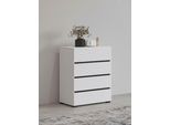 Kommode Otto Home "Cross,Breite 60 Cm, Moderne Grifflose Sideboard,4 SchubkäSten", Weiß, B:60Cm H:78,5Cm T:40Cm, Sideboards, Kommode, Schubladenschrank Mit Viel Stauraum, Flur Highboard