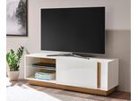 Lowboard Home Affaire "Clair Lowboard 31", Weiß (Weiß Hochglanz, Grandson Oak), B:138Cm H:46Cm T:40Cm, Holzwerkstoff, Sideboards, Lowboard, Breite 138 Cm