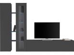 Wohnwand Home Affaire "Maruska", Grau (Anthrazit, Anthrazit), B:280Cm H:180Cm T:30Cm, Holzwerkstoff, KastenmöBel-Sets, Wohnwand