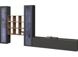 Wohnwand Home Affaire "Maruska", Grau (Anthrazit, Anthrazit), B:350Cm H:180Cm T:30Cm, Holzwerkstoff, KastenmöBel-Sets, Wohnwand