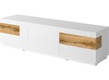 Lowboard Otto Home "Silke", Weiß (Weiß Hochglanzfronten, Votaneichefarben), B:206Cm H:54Cm T:50Cm, Sideboards, Lowboard, Breite 206 Cm, Hochglanzfronten