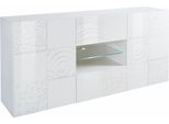 Sideboard Home Affaire "Miro", Weiß (Weiß Hochglanz Lack Mit Siebdruck), Sideboards, Sideboard, Breite 181 Cm Mit Dekorativem Siebdruck