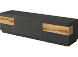Lowboard Otto Home "Silke", Grau (Anthrazit Matera, Votaneichefarben), B:206Cm H:54Cm T:50Cm, Sideboards, Lowboard, Breite 206 Cm, Hochglanzfronten