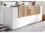 Sideboard Home Affaire "Coro, Kommode, Schrank, Kredenz, Grifflos Mit EinlegeböDen", Weiß (Weiß, Ahorn), B:200Cm H:86Cm T:45Cm, Sideboards, Sideboard, 1 Klappe, 6 TüRen, Doppeltiefe, B/T/H 200X86X45Cm