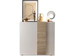 Highboard Home Affaire "Venus, Kommode", Weiß (Weiß Hochglanz Lack, Eiche Cadiz Nb), B:121Cm H:113Cm T:44Cm, Sideboards, Highboard, HöHe 113 Cm, Breite 121 Cm