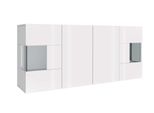 Sideboard Otto Home "Egypt, Kommode, Schrank, Kredenz, Vitrine Grifflos", Weiß, B:180Cm H:80Cm T:40Cm, Sideboards, Sideboard, 4 TüRen Davon 2 Mit Glaseinsatz, Kompl. Hochglanz Lackiert, Breite 180