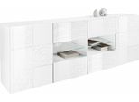 Sideboard Home Affaire "Miro", Weiß (Weiß Hochglanz Lack Mit Siebdruck), Sideboards, Sideboard, Breite 241 Cm Mit Dekorativem Siebdruck