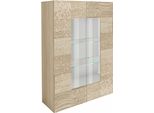 Vitrine Home Affaire "Miro", Braun (Eichefarben SäGerau Mit Siebdruck), SchräNke, Vitrine, Stauraumvitrine, HöHe 166 Cm Mit Dekorativem Siebdruck