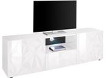 Lowboard Home Affaire "Prisma Breite 181 Cm, Tv-Board 2 TüRen, 1 Schubkasten, Tv-Schrank", Weiß (Weiß Hochglanz Lack, Weiß Mit Siebdruck Hochglanz Lack), Sideboards, Lowboard, Front Mit Elegantem Siebdruck, Grifflos, Viel Stauraum