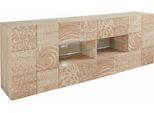 Sideboard Home Affaire "Miro", Braun (Eichefarben SäGerau Mit Siebdruck), Sideboards, Sideboard, Breite 241 Cm Mit Dekorativem Siebdruck