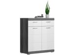 Schuhschrank Home Affaire "Siena, Breite 90 Cm, 2 TüRen, 2 EinlegeböDen, 3 FäCher, 2 SchubkäSten", Weiß (Rauchsilber Nb, Weiß Hochglanz), B:90Cm H:96Cm T:37Cm, Fsc-Zertifizierter Holzwerkstoff, SchräNke, Schuhschrank, Schuhkommode, Kommode, Anrichte, Sideboard