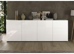 Sideboard Home Affaire "Rio Breite 240 Cm, Kommode Mit 4 TüRen, Anrichte", Weiß (Weiß Hochglanz Lack, Front Mit Geriffelter Struktur), B:241Cm H:84Cm T:42Cm, Sideboards, Sideboard, Geriffelte Mdf-Fronten, Modern U. Elegant, Viel Stauraum