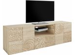 Lowboard Home Affaire "Miro", Braun (Eichefarben SäGerau Mit Siebdruck), Sideboards, Lowboard, Breite 181 Cm Mit Dekorativem Siebdruck