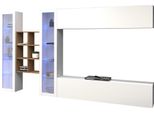 Wohnwand Home Affaire "Maruska", Weiß (Weiß Hochglanz, Weiß Hochglanz), B:320Cm H:180Cm T:30Cm, Holzwerkstoff, KastenmöBel-Sets, Wohnwand