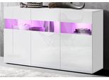 Sideboard Otto Home, Weiß (Weiß, Weiß Hochglanz), B:130Cm H:81Cm T:40Cm, Sideboards, Sideboard, Kommode Mit 3 TüRen, Breite 130 Cm, Ohne Beleuchtung