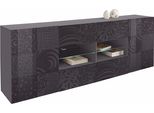 Sideboard Home Affaire "Miro", Grau (Anthrazit Hochglanz Lack Mit Siebdruck), Sideboards, Sideboard, Breite 241 Cm Mit Dekorativem Siebdruck