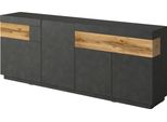 Sideboard Otto Home "Silke", Grau (Anthrazit Matera, Votaneichefarben), B:218,5Cm H:84,5Cm T:40Cm, Sideboards, Sideboard, Breite 218, 5 Cm